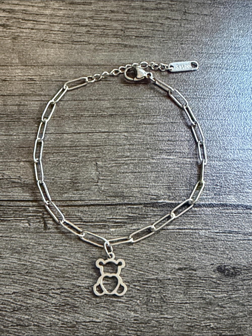Stainless Steel Bear Charm Bracelet